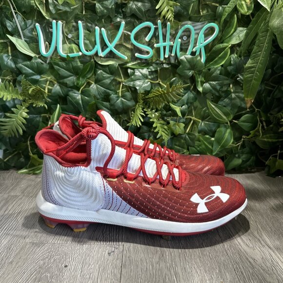 Under Armour Harper Low Metal Baseball Cleats White Red Men Sz